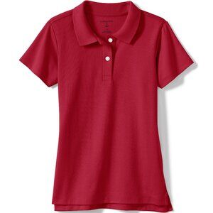 NEW Lands' End Little Girls Polo Shirt Short Sleeves Classic Red Color size 4 XS